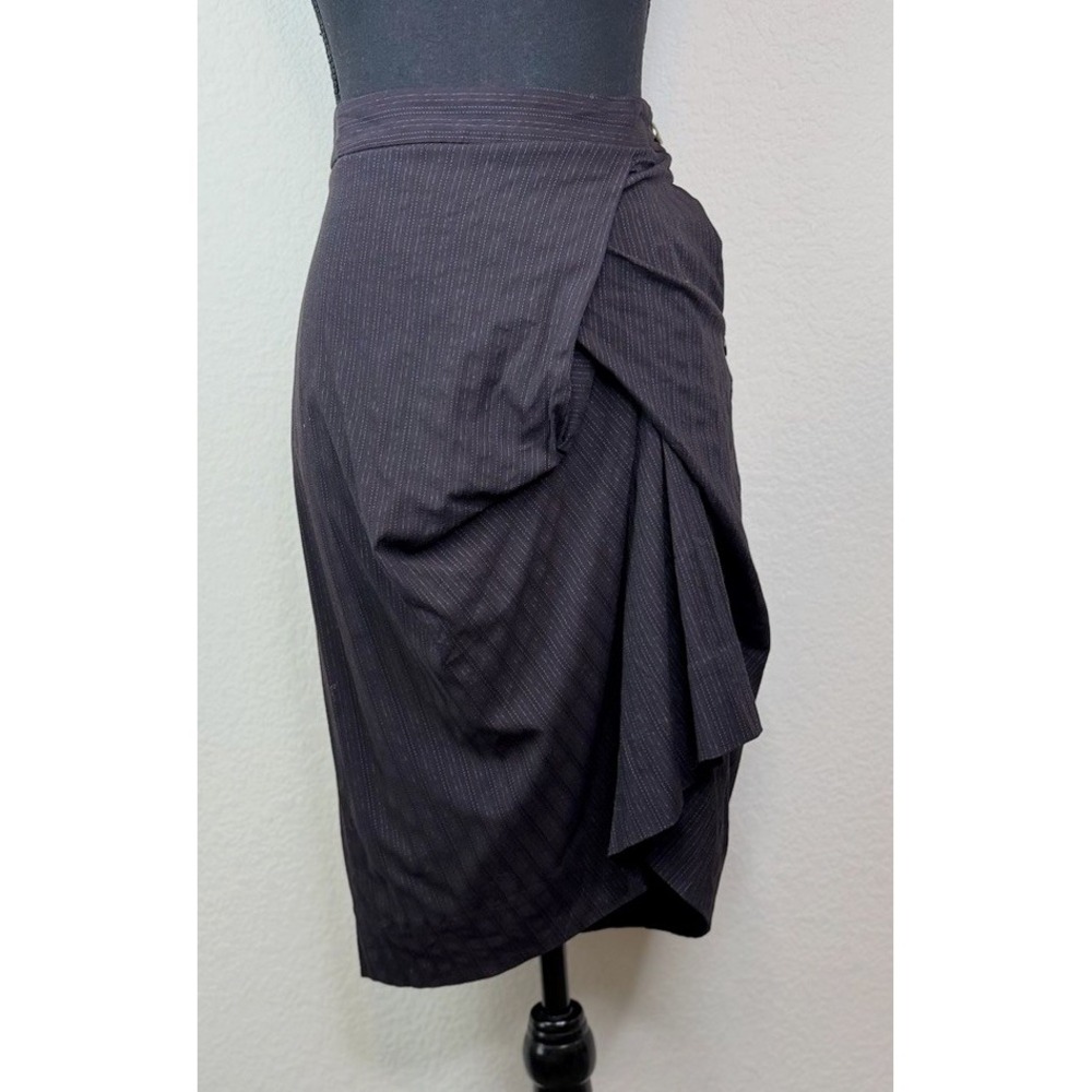 Vivienne Westwood Red Label Skirt US 12 IT 46 Black Pinstripe Draped Asymmetric